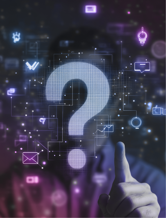 Digital question mark — answers when you need them